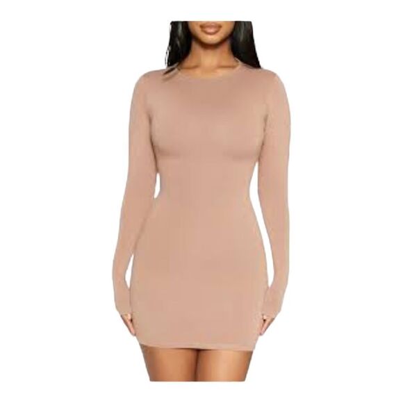 NWT Naked Wardrobe Got U In A Bind Mini Dress L in Coco - Picture 1 of 6